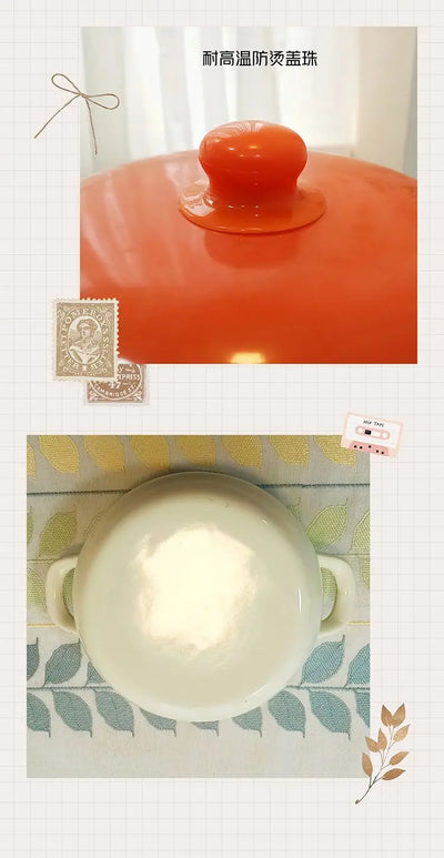 Marmite en émail orange, marmite, marmite, ustensiles de cuisine pour poêles de cuisine, flamme nue à induction, universelle