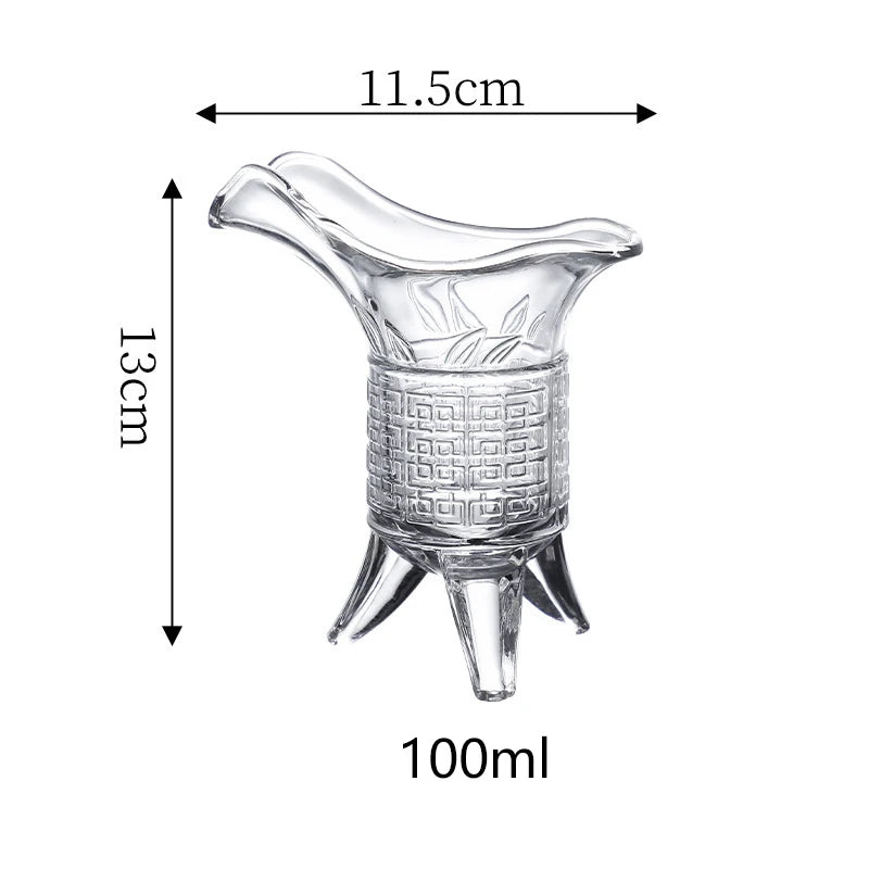 Lot de 2 tasses à café créatives à trois pieds de 100 ml, verres à vin transparents pour le thé au lait, le cognac, le cocktail, la bière et le whisky