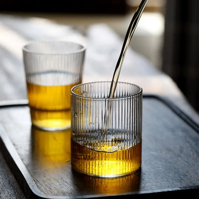 Lot de 6/4/2/1 tasses à café en verre côtelé japonais, résistantes à la chaleur, transparentes, pour la maison, pour boire du jus, de l'eau, de la bière, du vin