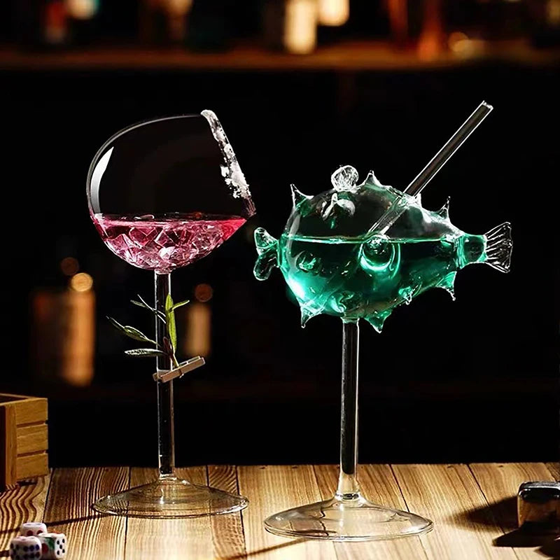 Verre à cocktail créatif en forme d'épine de poisson, gobelet en verre pour bar, KTV, discothèque, fête, tasse à boire, pieuvre, verre à jus de vin en forme d'oiseau