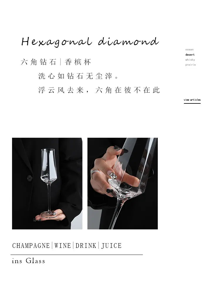 Tasse en verre créative de Phnom Penh, accessoires de bar rétro, verre à cocktail, champagne, vin rouge, gobelet en cristal, tasse à eau, ensemble de vin