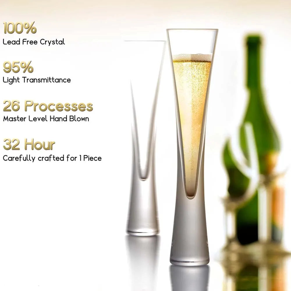 Flûtes à champagne Ereganto Flûtes à paillettes Tasses transparentes Vin à bulles Tulipe Cocktail pour bar Fête Cadeau Mariage Verres à vin pétillant