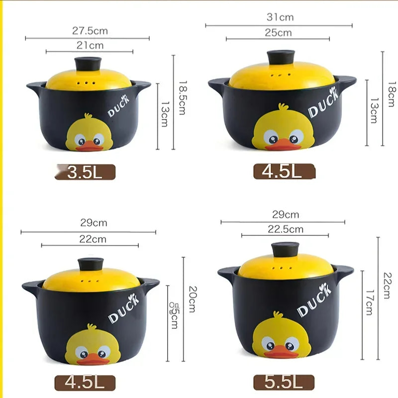 Casserole en céramique grande marmite à soupe haute température en forme de canard jaune casserole de cuisson ragoût cuisinière à gaz 1-8L ustensiles de cuisine ménagers