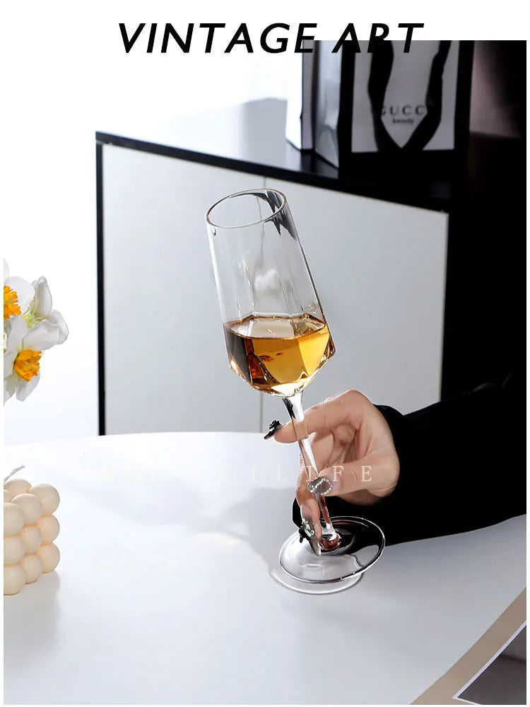 Tasse en verre créative de Phnom Penh, accessoires de bar rétro, verre à cocktail, champagne, vin rouge, gobelet en cristal, tasse à eau, ensemble de vin