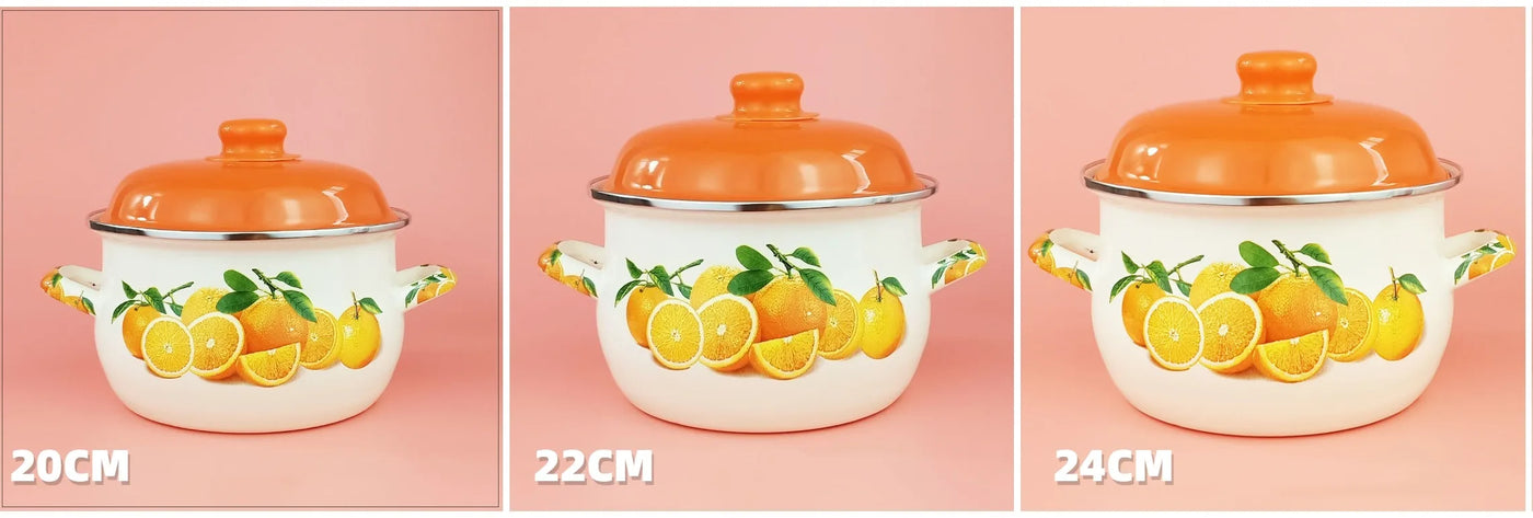 Marmite en émail orange, marmite, marmite, ustensiles de cuisine pour poêles de cuisine, flamme nue à induction, universelle