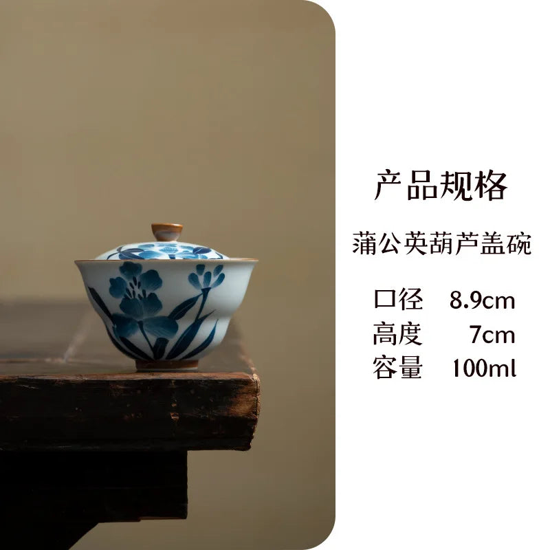 100 ml peint à la main orchidée céramique Gaiwan luxe gourde bols en porcelaine soupière à thé ménage thé infusion couverture bol cafés ornement