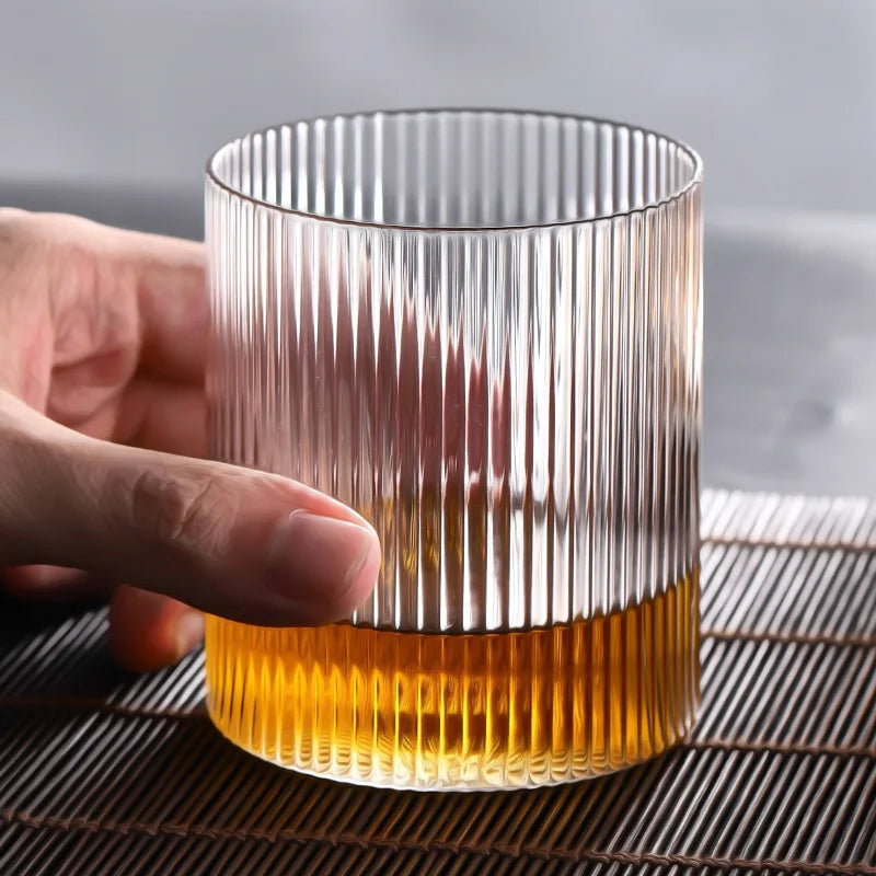 Lot de 6/4/2/1 tasses à café en verre côtelé japonais, résistantes à la chaleur, transparentes, pour la maison, pour boire du jus, de l'eau, de la bière, du vin