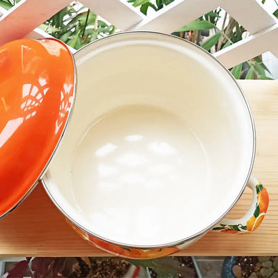 Marmite en émail orange, marmite, marmite, ustensiles de cuisine pour poêles de cuisine, flamme nue à induction, universelle