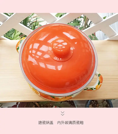 Marmite en émail orange, marmite, marmite, ustensiles de cuisine pour poêles de cuisine, flamme nue à induction, universelle