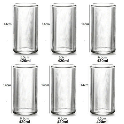 Lot de 6/4/2/1 tasses à café en verre côtelé japonais, résistantes à la chaleur, transparentes, pour la maison, pour boire du jus, de l'eau, de la bière, du vin