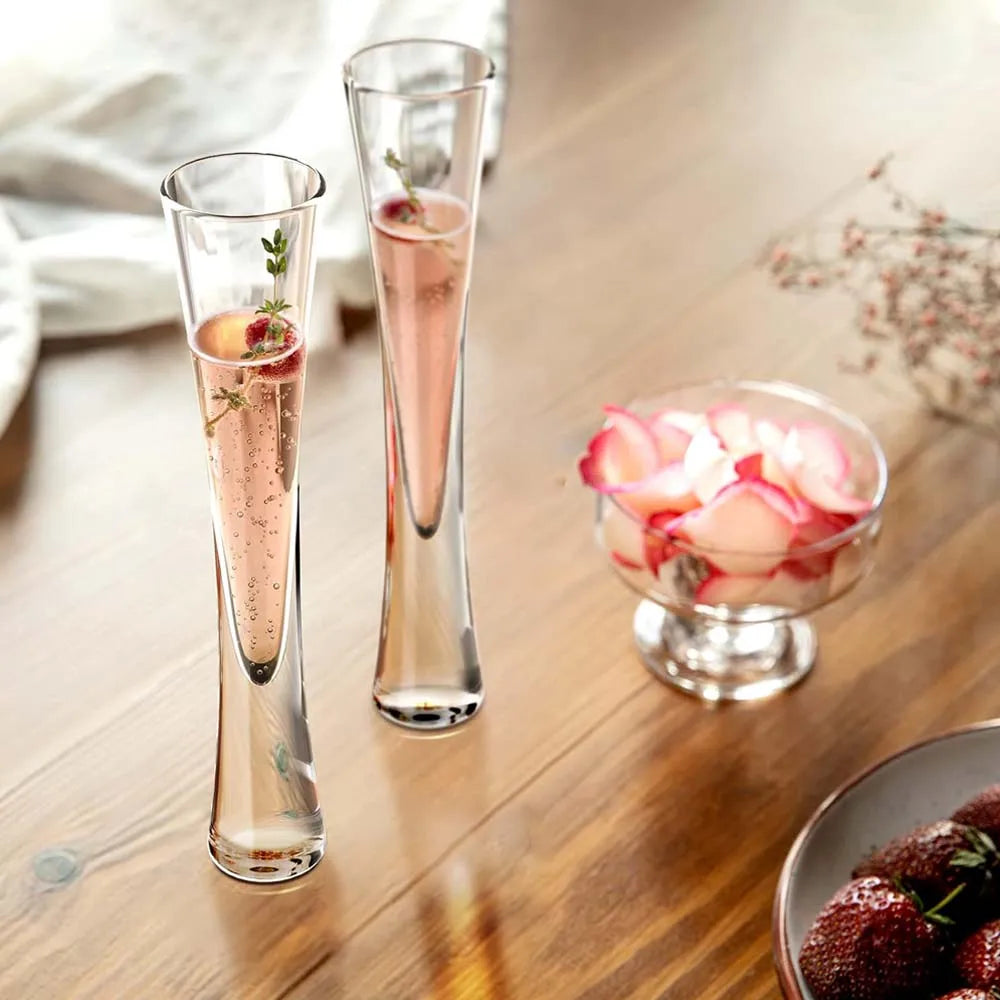 Flûtes à champagne Ereganto Flûtes à paillettes Tasses transparentes Vin à bulles Tulipe Cocktail pour bar Fête Cadeau Mariage Verres à vin pétillant