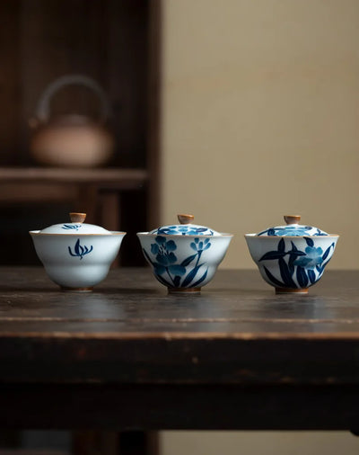 100 ml peint à la main orchidée céramique Gaiwan luxe gourde bols en porcelaine soupière à thé ménage thé infusion couverture bol cafés ornement