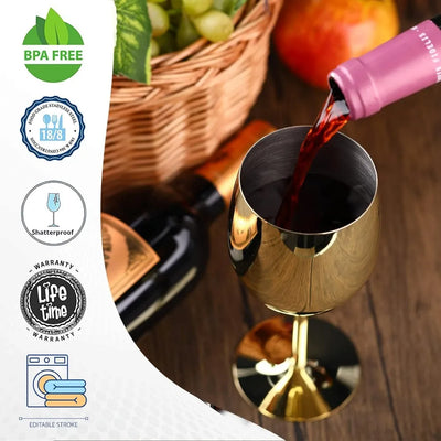 Lot de 12 verres à vin en acier inoxydable pour activités de plein air, verres à vin incassables en métal, 340 ml, pour camping, bar