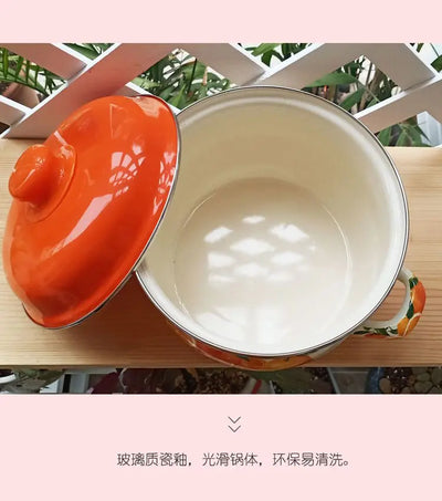 Marmite en émail orange, marmite, marmite, ustensiles de cuisine pour poêles de cuisine, flamme nue à induction, universelle