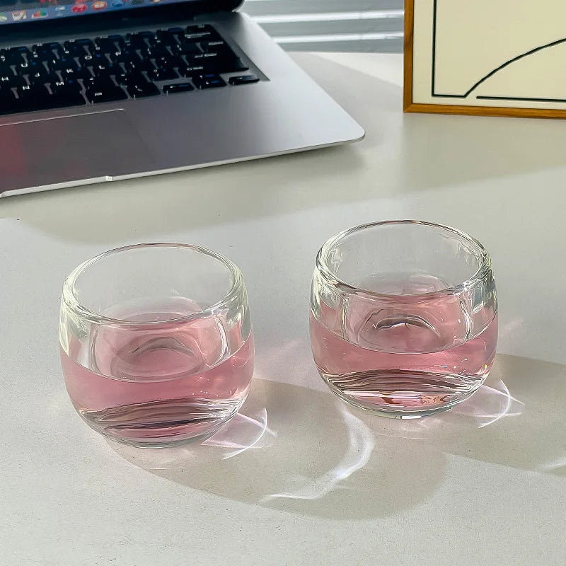 Lot de 2 tasses à eau chaude au design minimaliste de 80 ml, tasse à expresso italienne, petit verre à vin étranger transparent, parfait pour les amateurs de thé