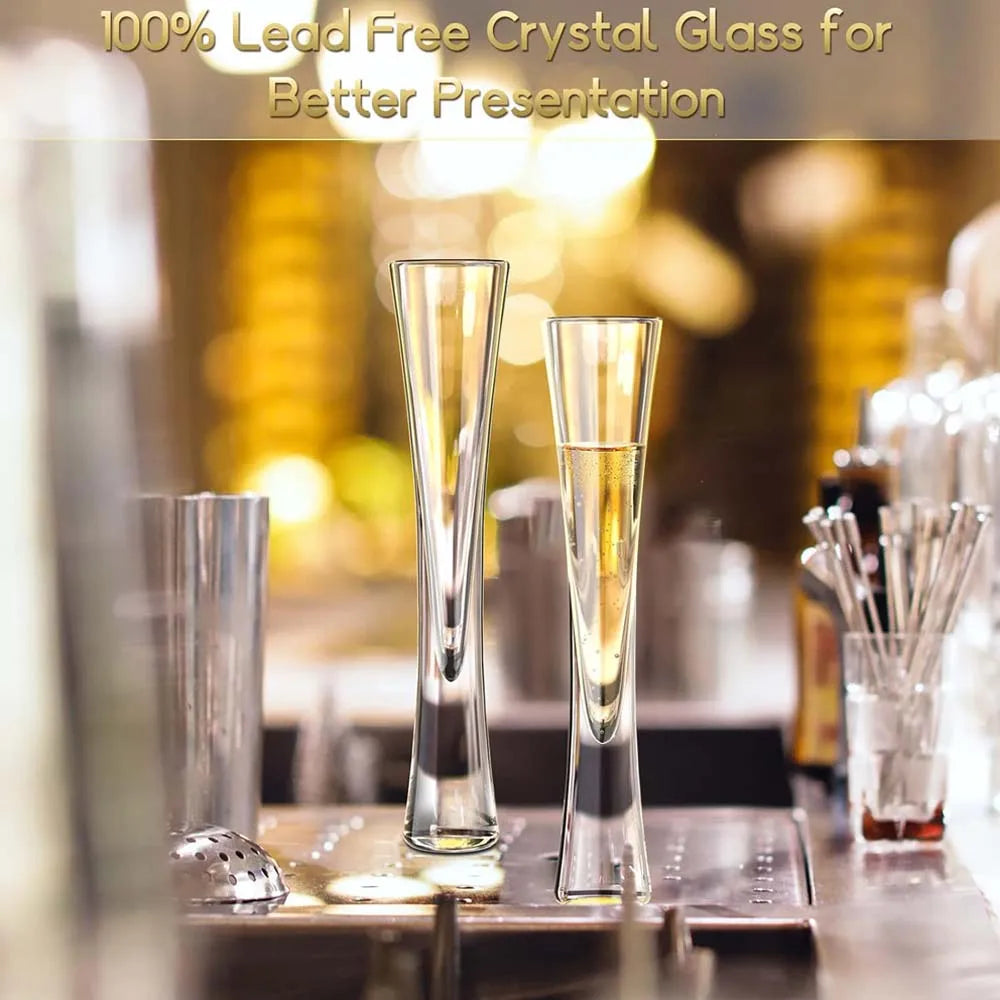 Flûtes à champagne Ereganto Flûtes à paillettes Tasses transparentes Vin à bulles Tulipe Cocktail pour bar Fête Cadeau Mariage Verres à vin pétillant