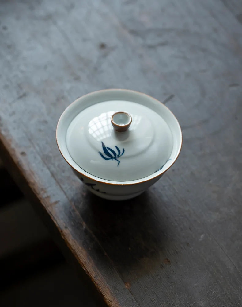 100 ml peint à la main orchidée céramique Gaiwan luxe gourde bols en porcelaine soupière à thé ménage thé infusion couverture bol cafés ornement