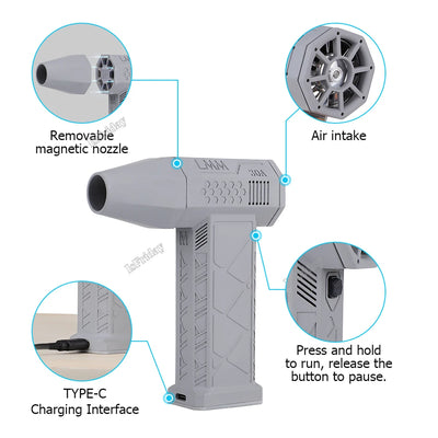 Mini souffleur d'air 130000 tr/min Turbo Jet Fan extérieur portable BBQ souffleur électrique sèche-linge de voiture puissant ordinateur soufflage de poussière nettoyage