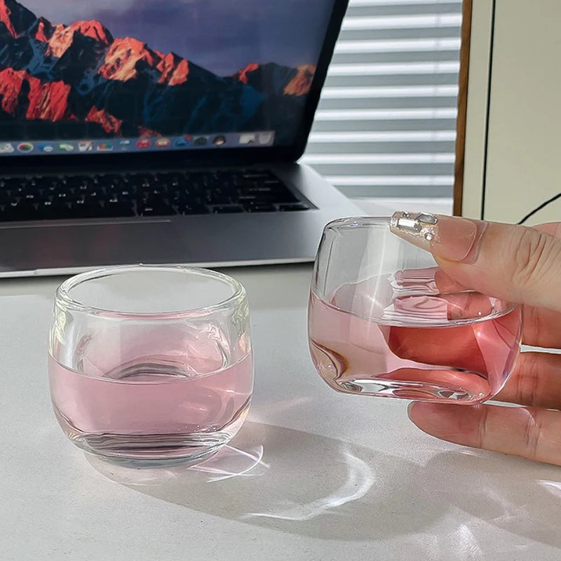 Lot de 2 tasses à eau chaude au design minimaliste de 80 ml, tasse à expresso italienne, petit verre à vin étranger transparent, parfait pour les amateurs de thé