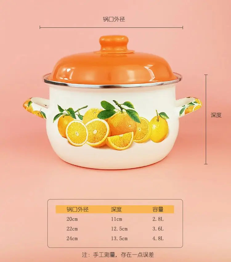 Marmite en émail orange, marmite, marmite, ustensiles de cuisine pour poêles de cuisine, flamme nue à induction, universelle