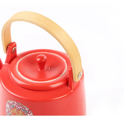 Théière de mariage en céramique rouge, style chinois en porcelaine, infuseur à thé Double Happiness, théière, ensemble de tasses, cadeau de luxe