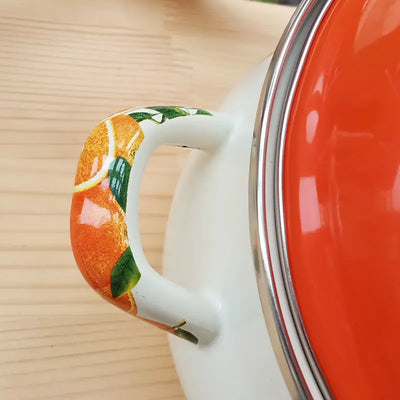 Marmite en émail orange, marmite, marmite, ustensiles de cuisine pour poêles de cuisine, flamme nue à induction, universelle