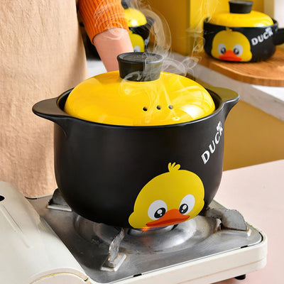 Casserole en céramique grande marmite à soupe haute température en forme de canard jaune casserole de cuisson ragoût cuisinière à gaz 1-8L ustensiles de cuisine ménagers