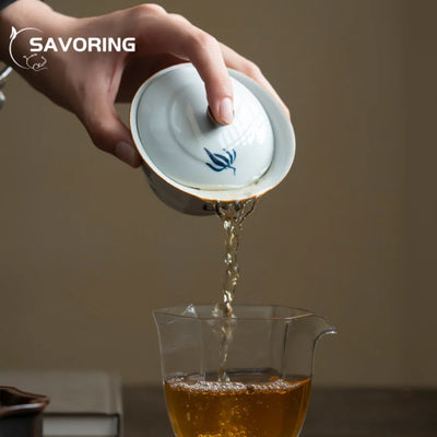 100 ml peint à la main orchidée céramique Gaiwan luxe gourde bols en porcelaine soupière à thé ménage thé infusion couverture bol cafés ornement