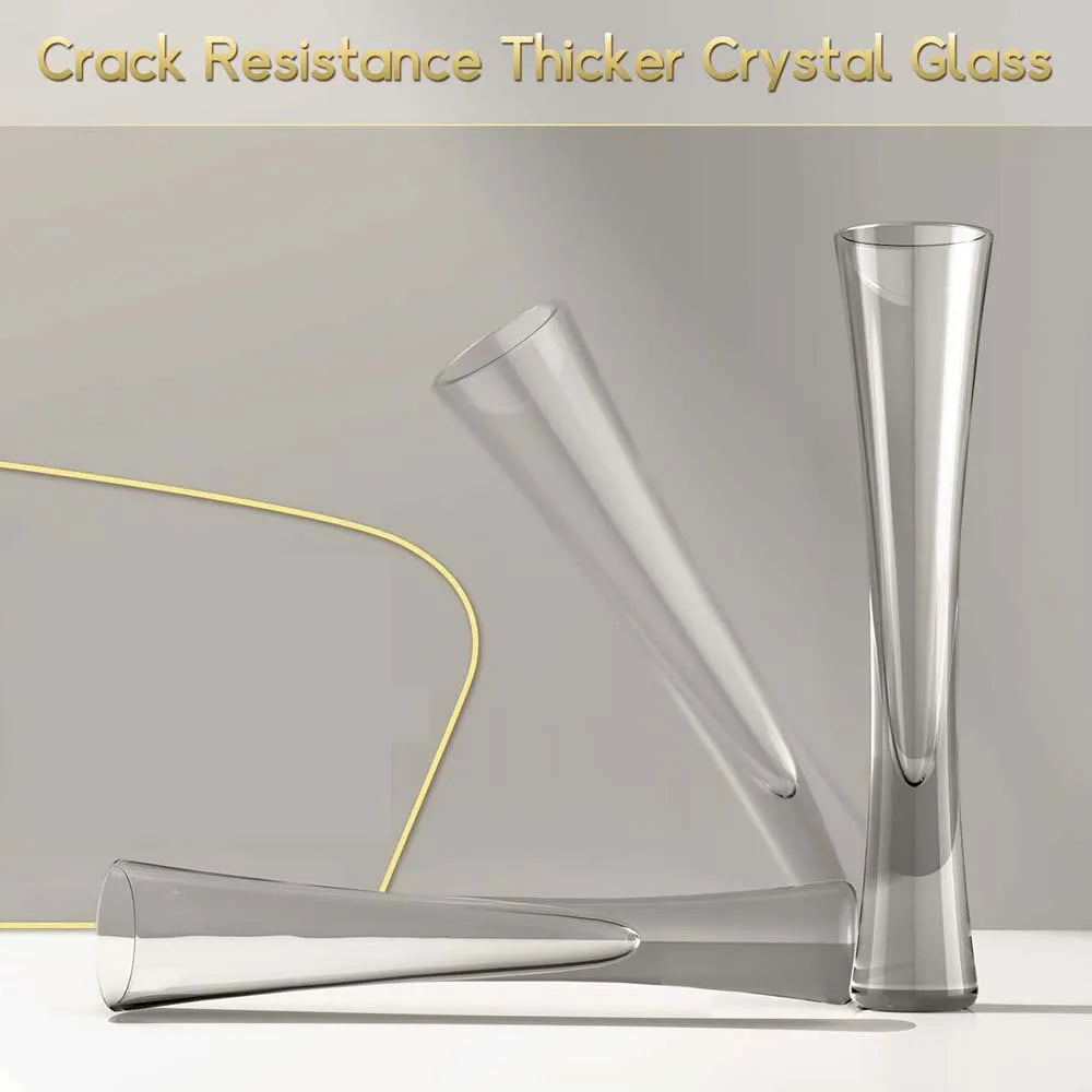 Flûtes à champagne Ereganto Flûtes à paillettes Tasses transparentes Vin à bulles Tulipe Cocktail pour bar Fête Cadeau Mariage Verres à vin pétillant