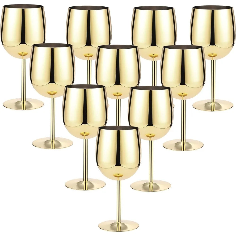 Lot de 12 verres à vin en acier inoxydable pour activités de plein air, verres à vin incassables en métal, 340 ml, pour camping, bar