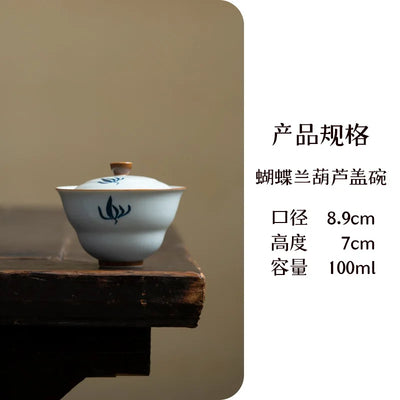 100 ml peint à la main orchidée céramique Gaiwan luxe gourde bols en porcelaine soupière à thé ménage thé infusion couverture bol cafés ornement